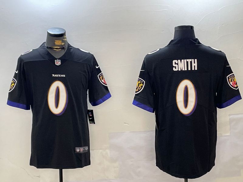 Men Baltimore Ravens #0 Smith Black Second generation 2024 Nike Limited NFL Jersey style 1